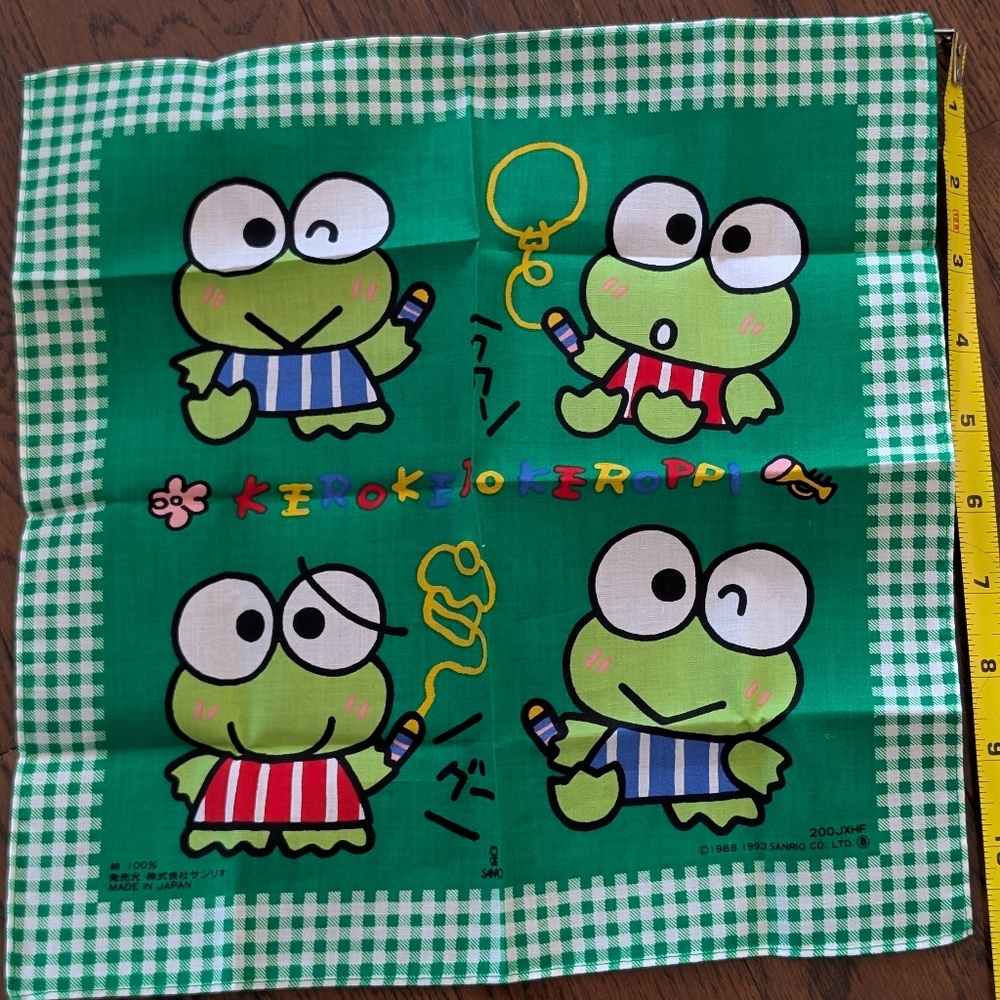 Vintage 1990s Sanrio Kero Kero Keroppi Handkerchief